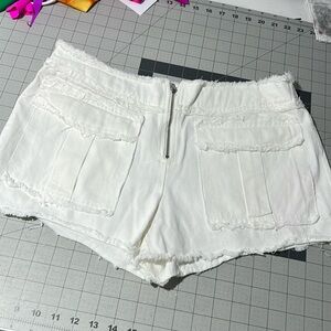 White raw edge shorts y2k
